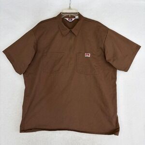 VTG Ben Davis Half Zip Work Shirt Mens XL Brown Made In USA Heavy Twill 90s Y2k